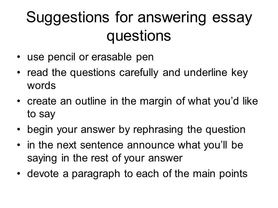 Answering essay questions in exams